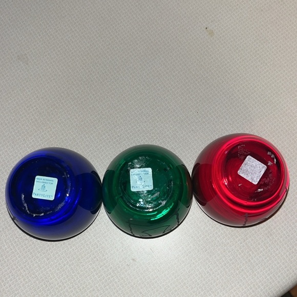PartyLite holiday trio teal light/votive holder set of 3 - Picture 8 of 9